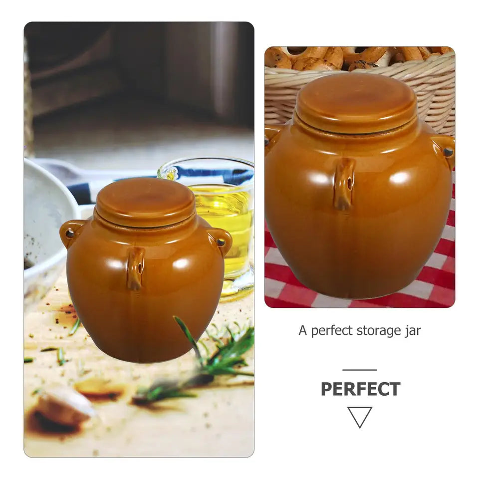 1L 1.5L 2L 3L 5L Ceramic Storage Jar Porcelain Honey Jar Dried Food Storage Container Kitchen Pickle Jar With Lid Airtight