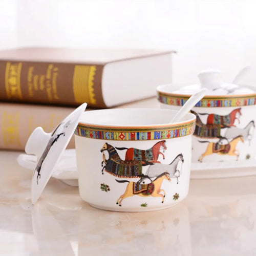 Kitchen Ceramic Spice Jar Horse Seasoning Pot Salt Sugar Pots Coffee Cup
