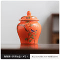 Nordic Gilded Plant Floral Winding Ceramic Tea Jar Table Top Ornament Shogun Craft Gift Sealed Storage Container Home Decoration