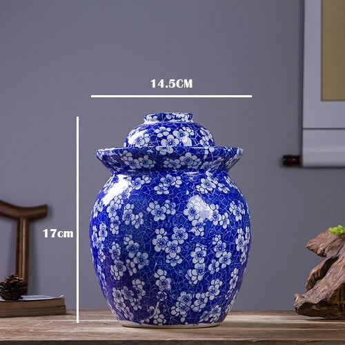Ceramic Pickle Jar Household Jingdezhen Thickened Earthenware Sealed Jar Pickles Pickled Vegetable Jar Kitchen Storage Supplies