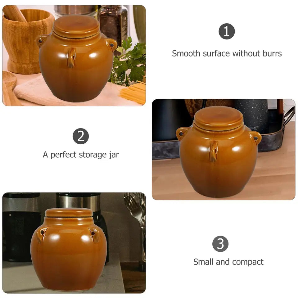 1L 1.5L 2L 3L 5L Ceramic Storage Jar Porcelain Honey Jar Dried Food Storage Container Kitchen Pickle Jar With Lid Airtight